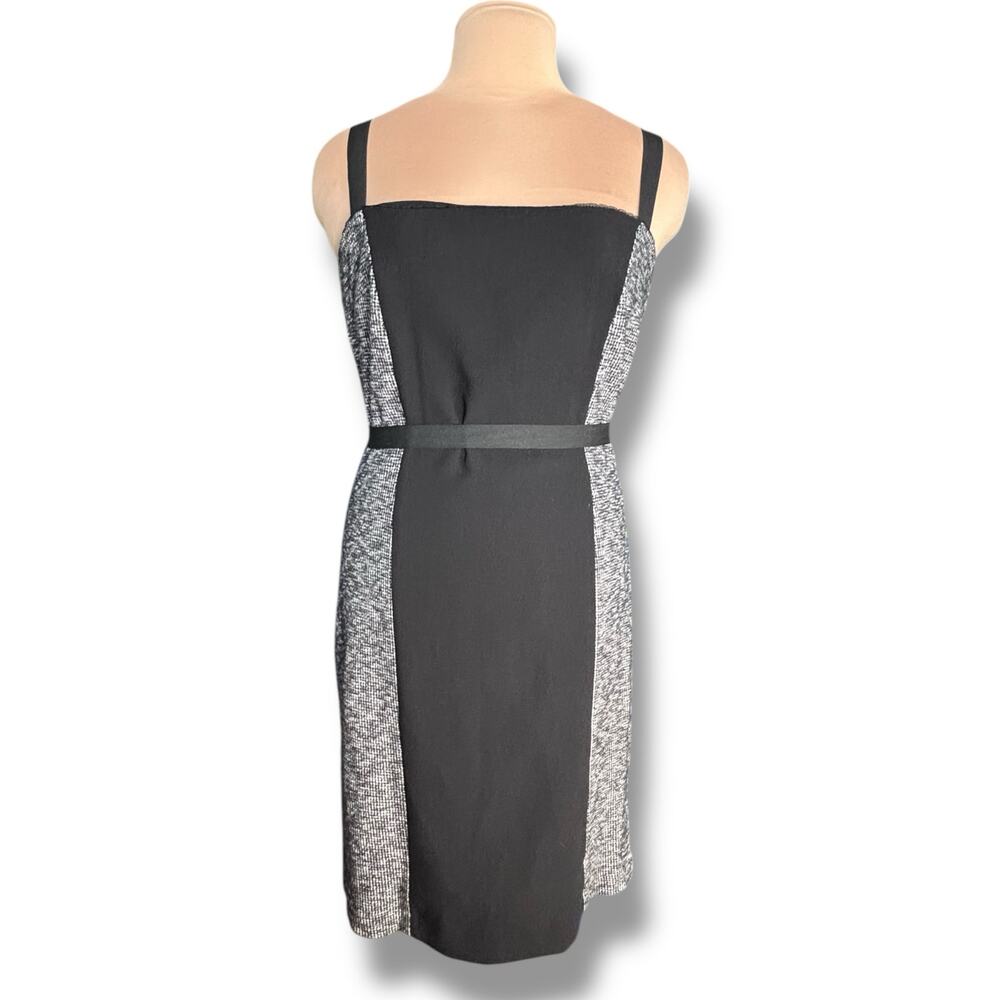 Save The‎ Queen Italia Black Gray Tweed Colorblock Sheath Dress XL Square Neck
